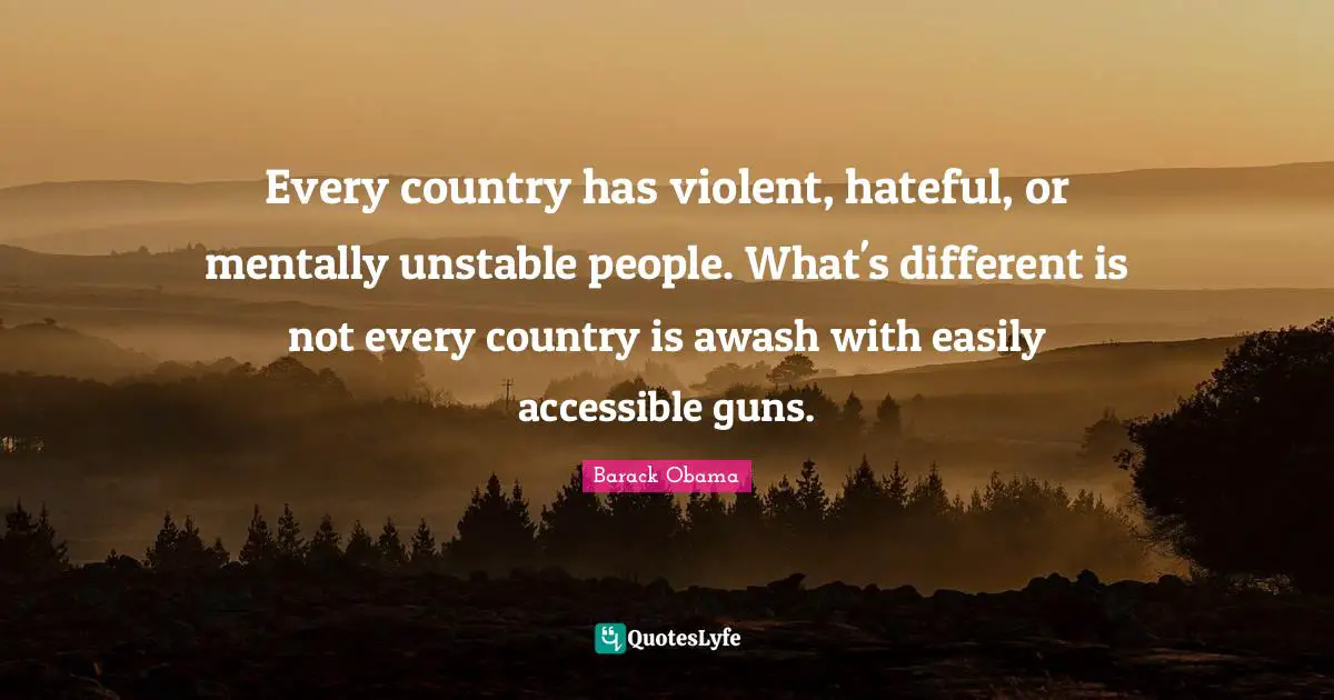 Every country has violent, hateful, or mentally unstable people. What's different is not every country is awash with easily accessible guns.