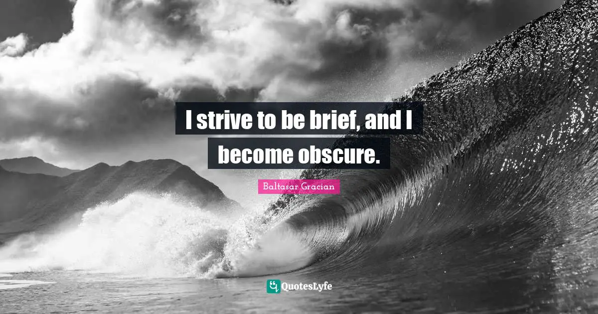 I strive to be brief, and I become obscure.