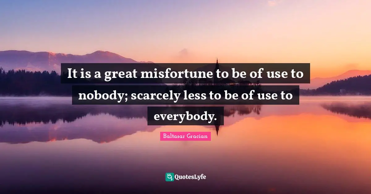 Misfortunes Quotes: "It is a great misfortune to be of use to nobody; scarcely less to be of use to everybody."