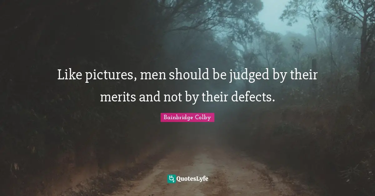 Like pictures, men should be judged by their merits and not by their defects.