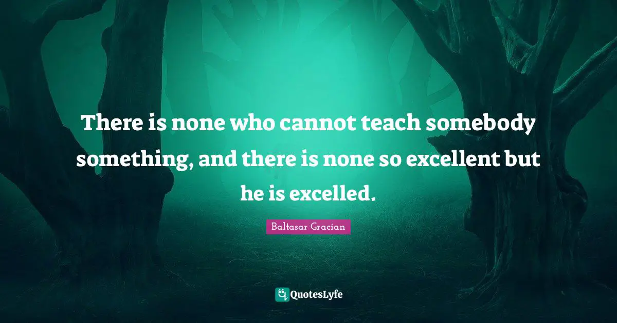 There is none who cannot teach somebody something, and there is none so excellent but he is excelled.