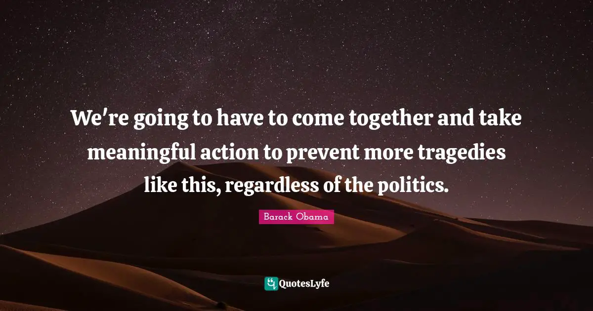 We're going to have to come together and take meaningful action to prevent more tragedies like this, regardless of the politics.