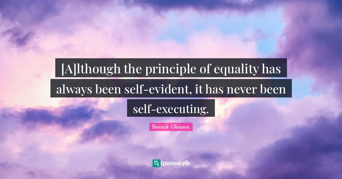 [A]lthough the principle of equality has always been self-evident, it has never been self-executing.