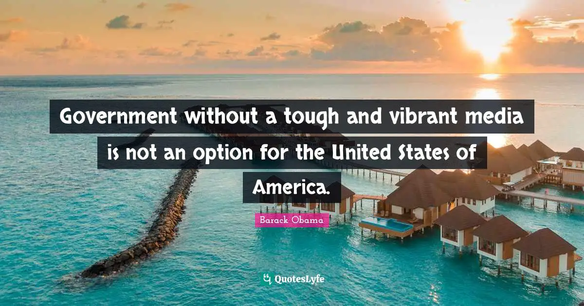 Government without a tough and vibrant media is not an option for the United States of America.