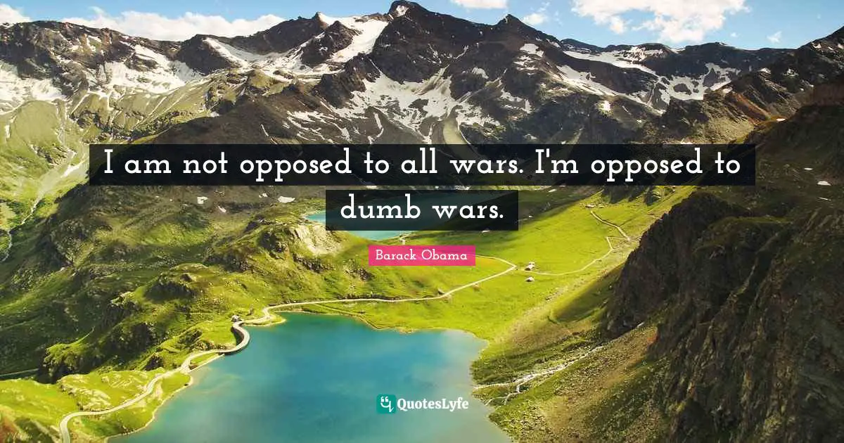 I am not opposed to all wars. I'm opposed to dumb wars.