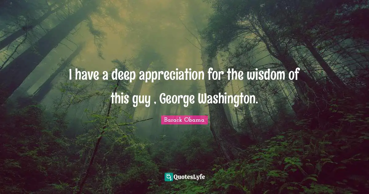 I have a deep appreciation for the wisdom of this guy , George Washington.