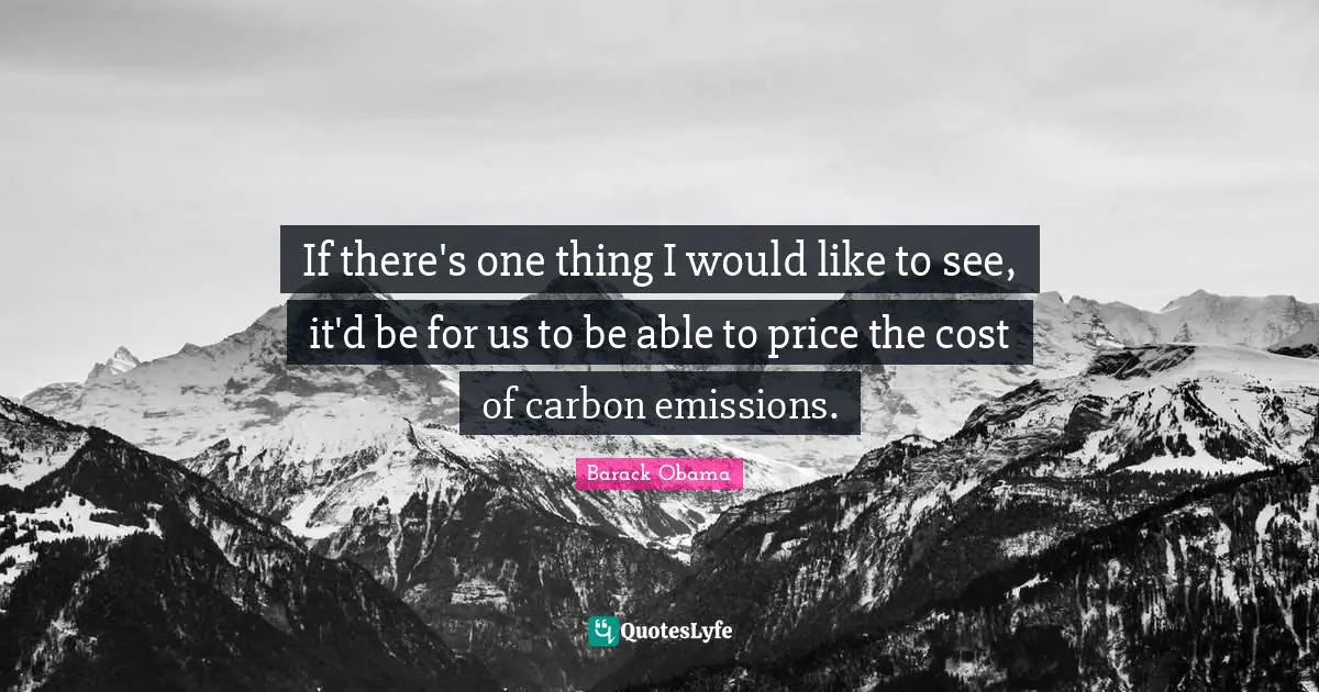 If there's one thing I would like to see, it'd be for us to be able to price the cost of carbon emissions.