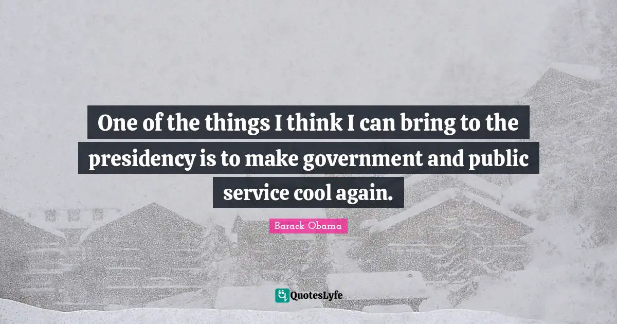 One of the things I think I can bring to the presidency is to make government and public service cool again.