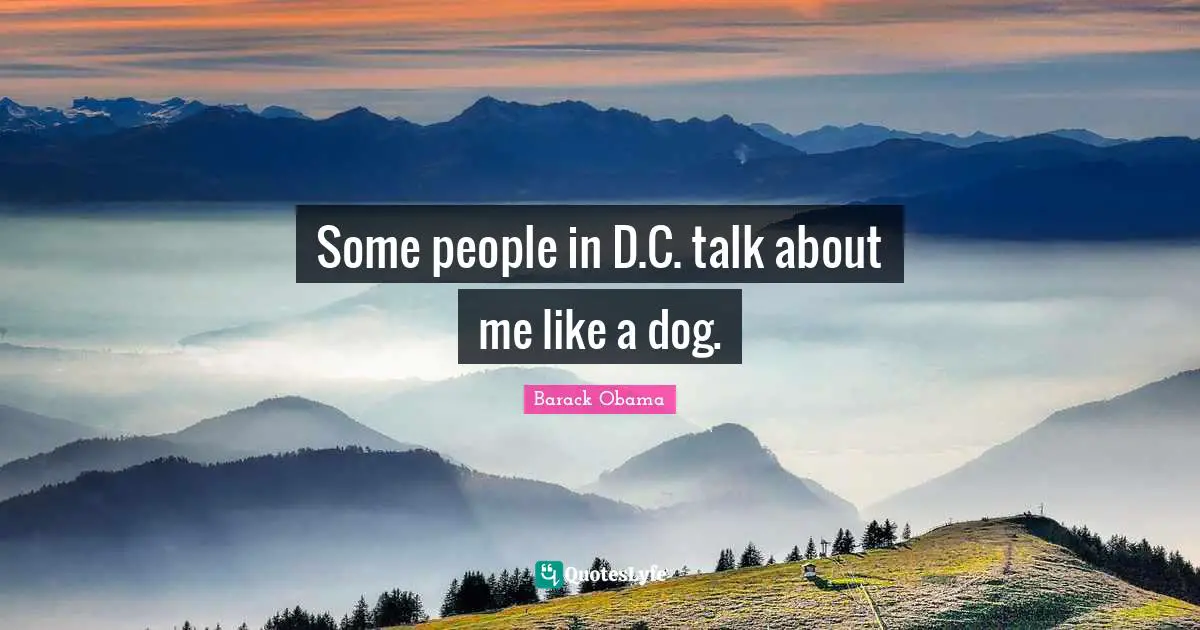 Some people in D.C. talk about me like a dog.