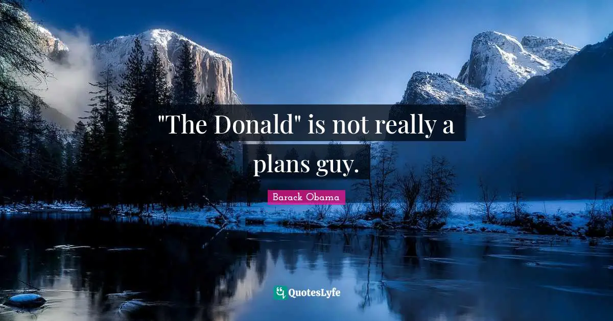 "The Donald" is not really a plans guy.