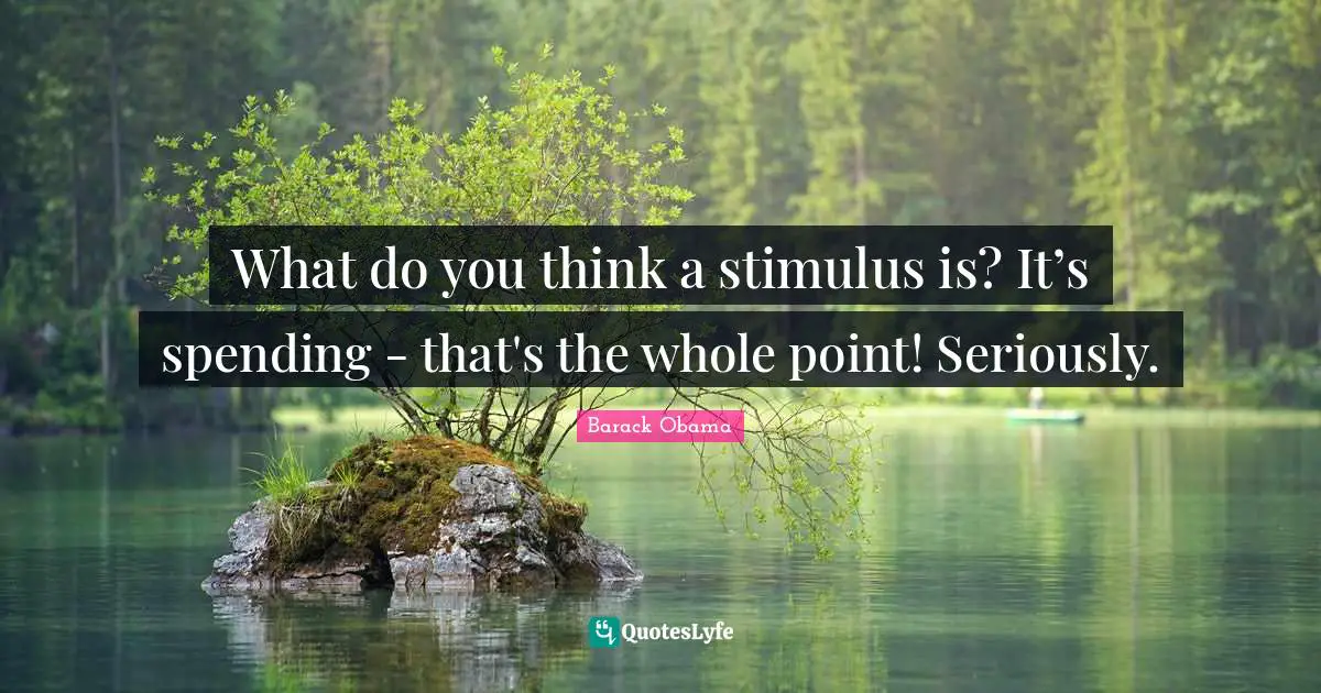 What do you think a stimulus is? It’s spending - that's the whole point! Seriously.