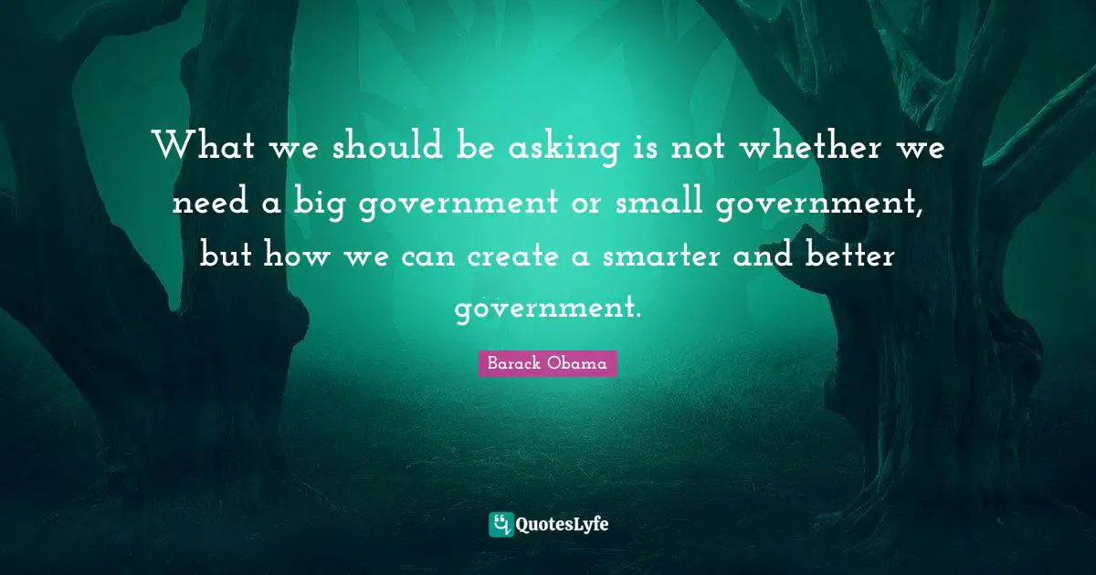 What we should be asking is not whether we need a big government or small government, but how we can create a smarter and better government.