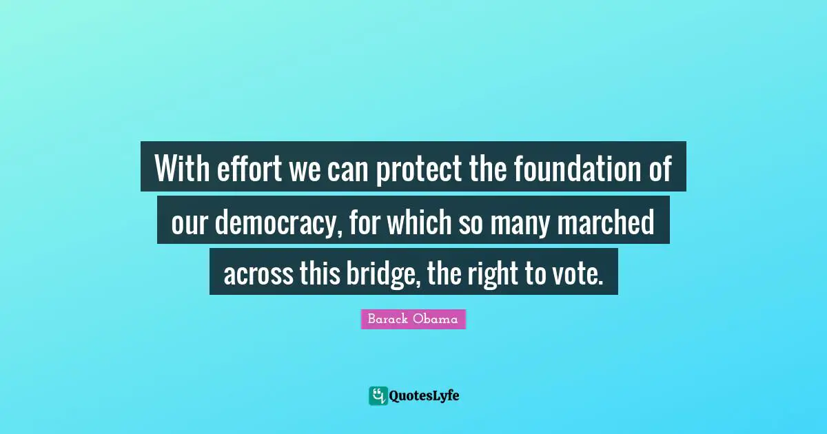 With effort we can protect the foundation of our democracy, for which so many marched across this bridge, the right to vote.