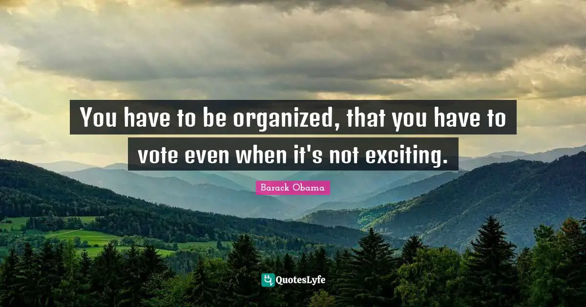 You have to be organized, that you have to vote even when it's not exciting.