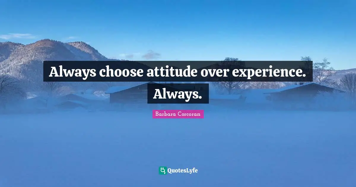 Always choose attitude over experience. Always.
