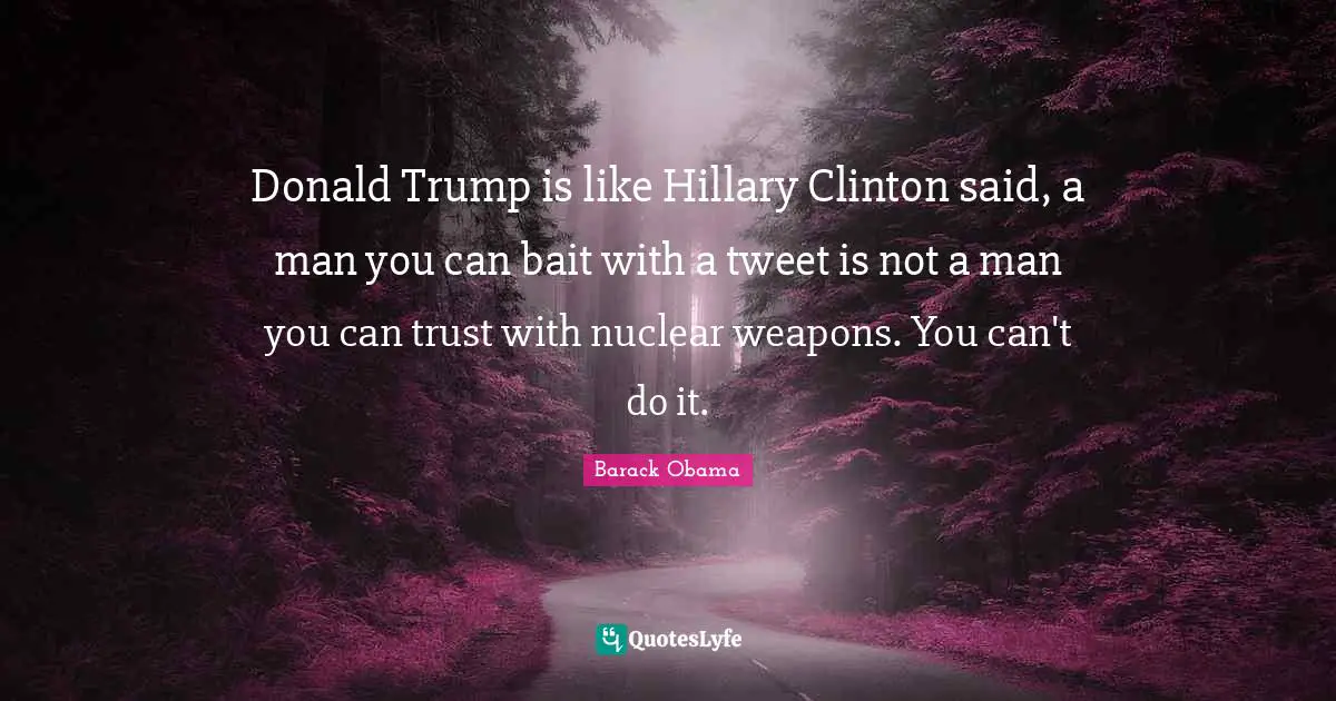 Donald Trump is like Hillary Clinton said, a man you can bait with a tweet is not a man you can trust with nuclear weapons. You can't do it.