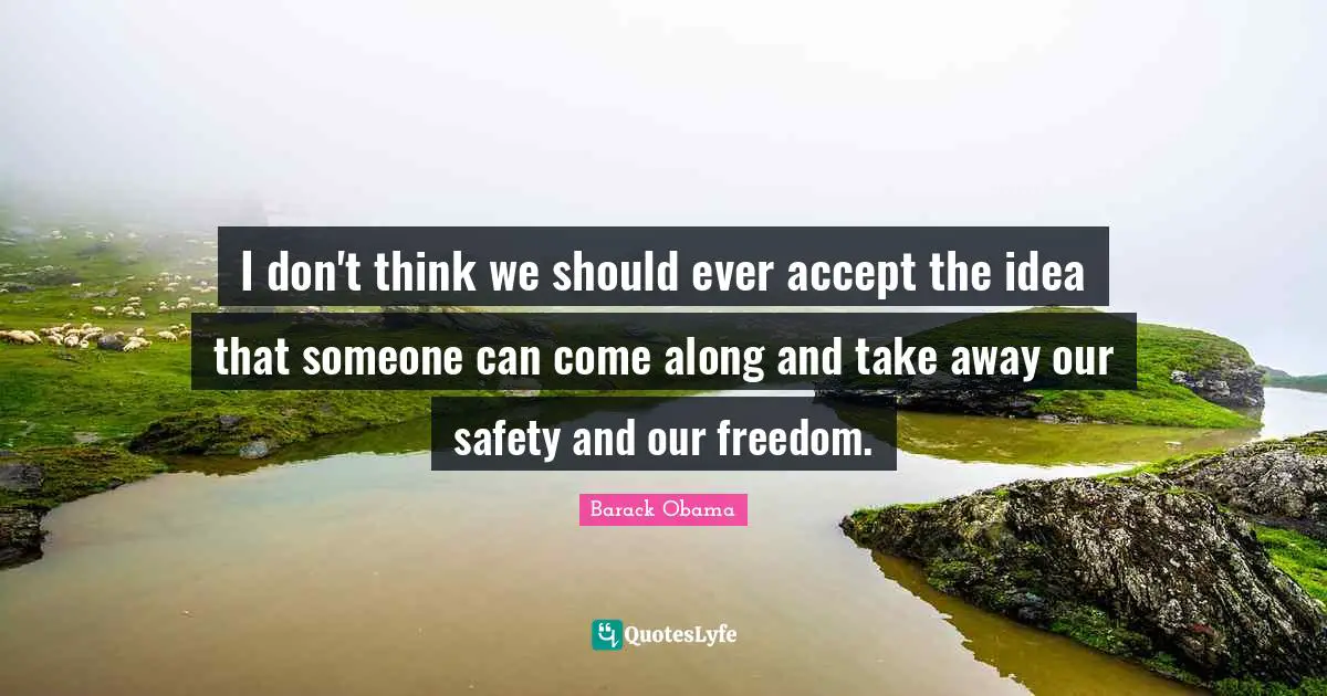 I don't think we should ever accept the idea that someone can come along and take away our safety and our freedom.