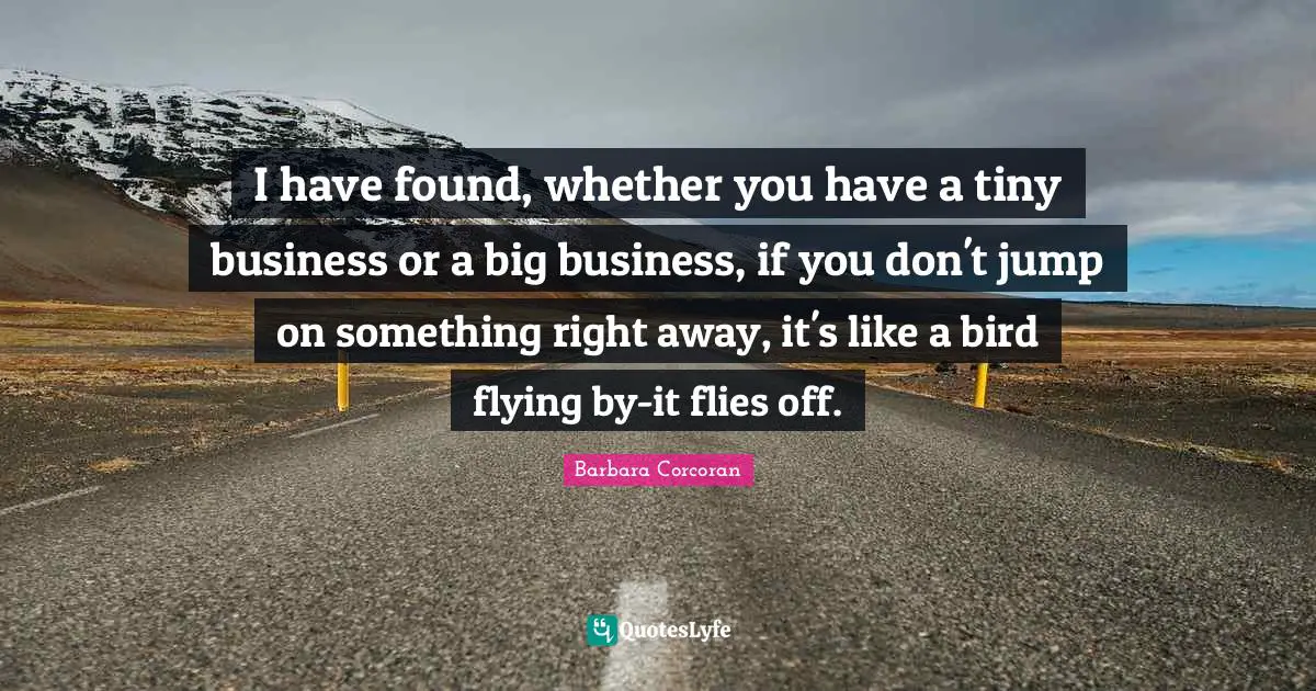 I have found, whether you have a tiny business or a big business, if you don't jump on something right away, it's like a bird flying by-it flies off.
