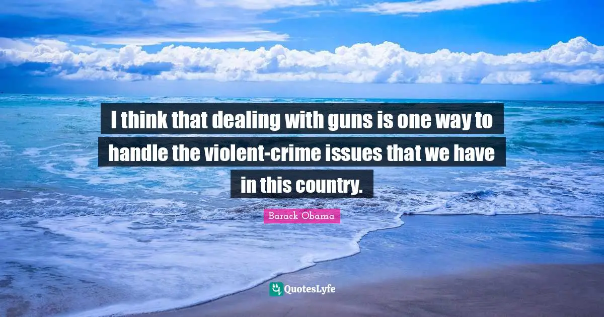 I think that dealing with guns is one way to handle the violent-crime issues that we have in this country.