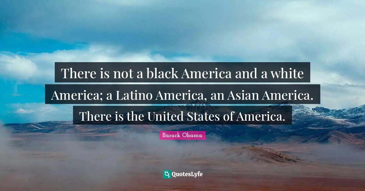There is not a black America and a white America; a Latino America, an Asian America. There is the United States of America.