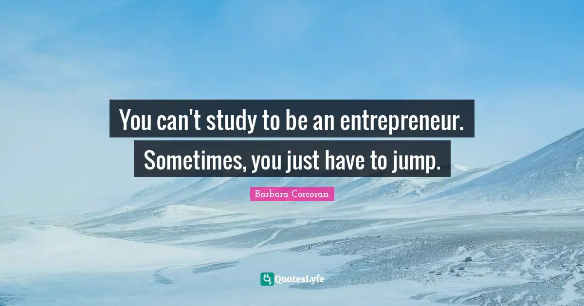 You can't study to be an entrepreneur. Sometimes, you just have to jump.