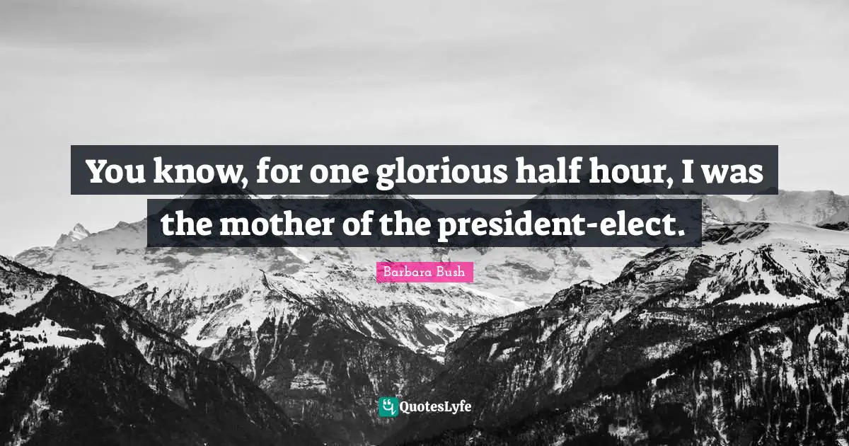 You know, for one glorious half hour, I was the mother of the president-elect.