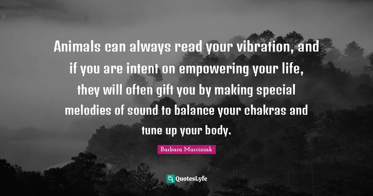 Animals can always read your vibration, and if you are intent on empowering your life, they will often gift you by making special melodies of sound to balance your chakras and tune up your body.