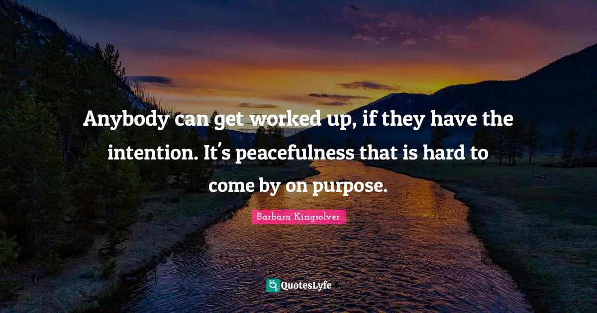 Anybody can get worked up, if they have the intention. It's peacefulness that is hard to come by on purpose.