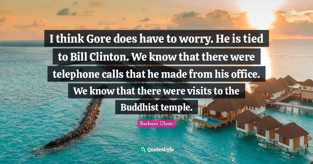 I think Gore does have to worry. He is tied to Bill Clinton. We know that there were telephone calls that he made from his office. We know that there were visits to the Buddhist temple.