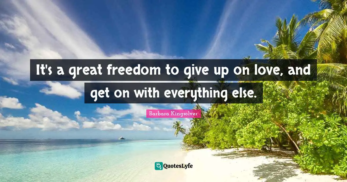 It's a great freedom to give up on love, and get on with everything else.