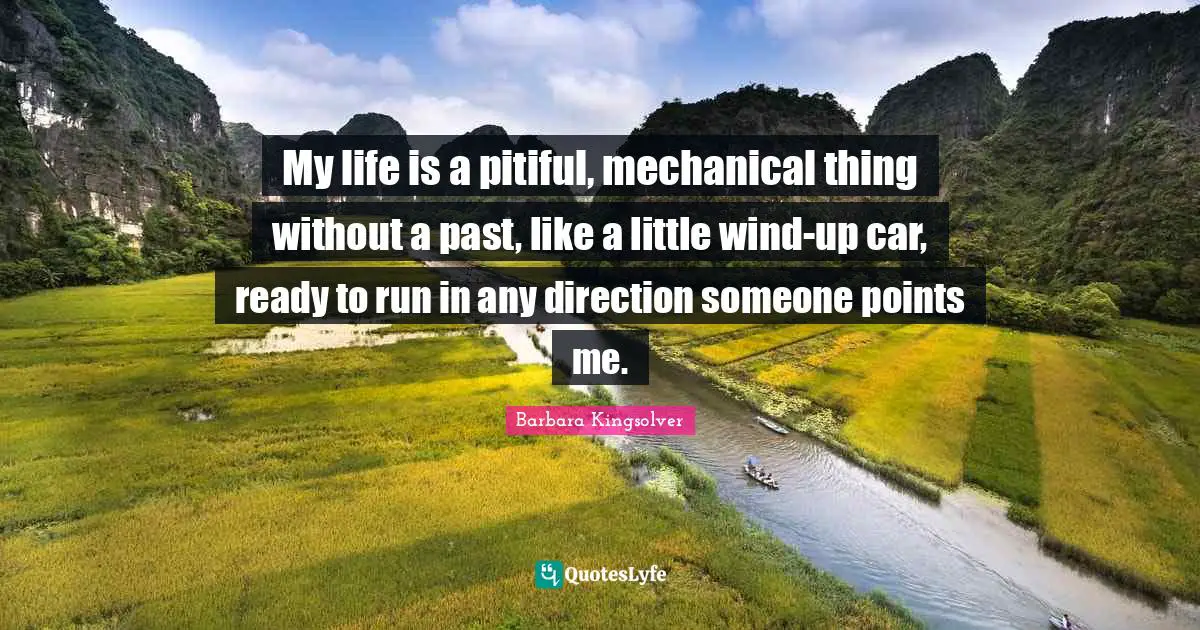 My life is a pitiful, mechanical thing without a past, like a little wind-up car, ready to run in any direction someone points me.