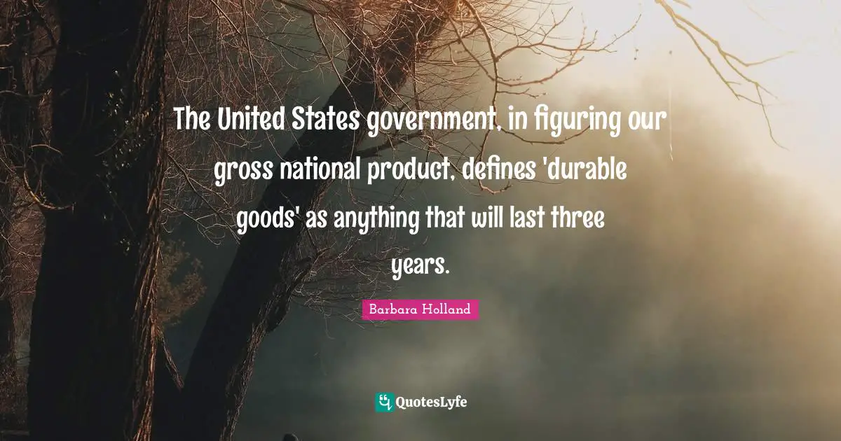 The United States government, in figuring our gross national product, defines 'durable goods' as anything that will last three years.