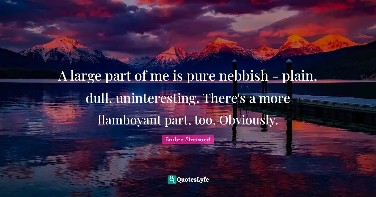 A large part of me is pure nebbish - plain, dull, uninteresting. There's a more flamboyant part, too. Obviously.