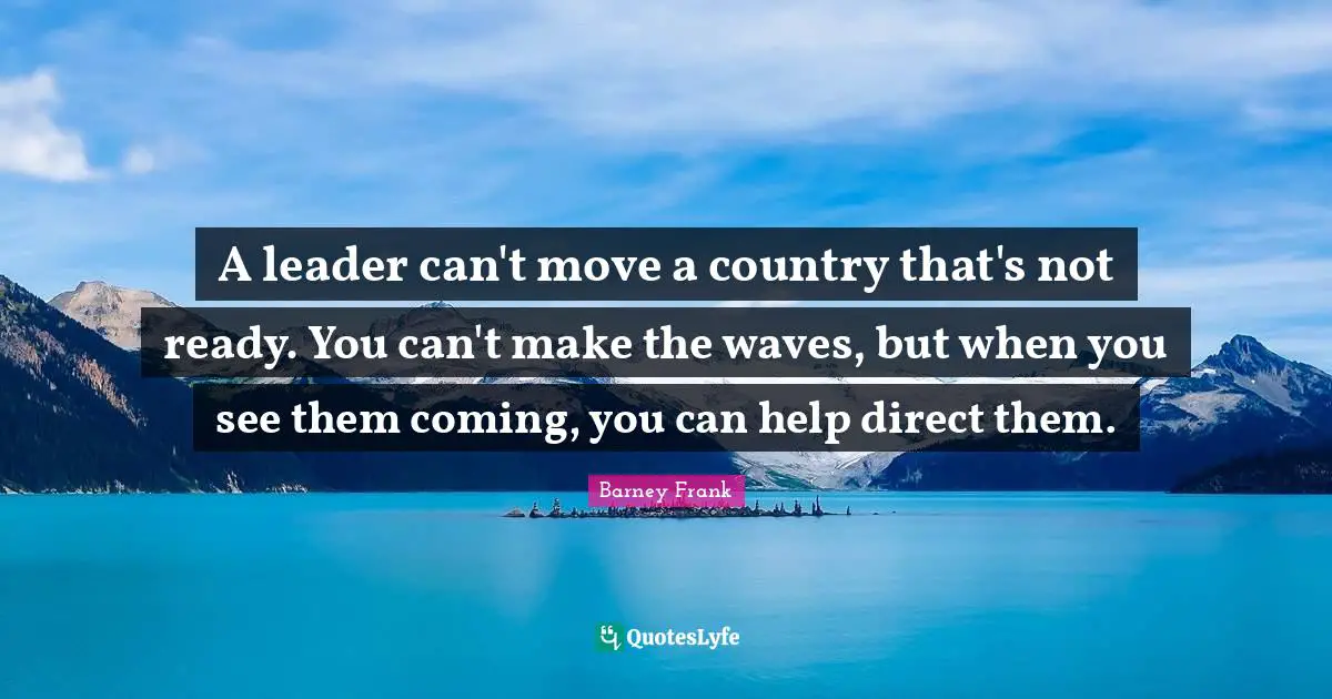 A leader can't move a country that's not ready. You can't make the waves, but when you see them coming, you can help direct them.
