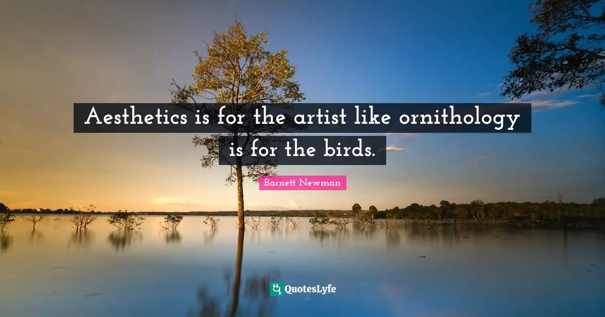 Aesthetics is for the artist like ornithology is for the birds ...
