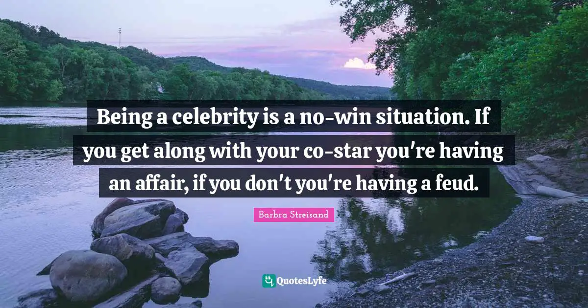 Being a celebrity is a no-win situation. If you get along with your co-star you're having an affair, if you don't you're having a feud.