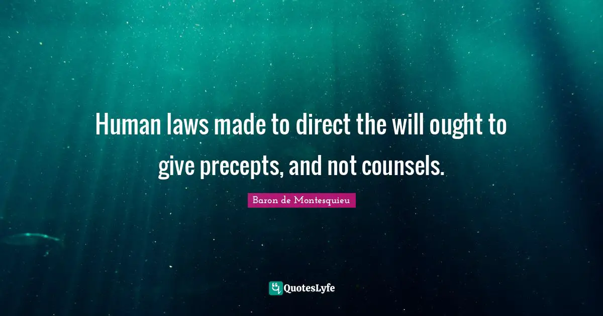 Human laws made to direct the will ought to give precepts, and not counsels.