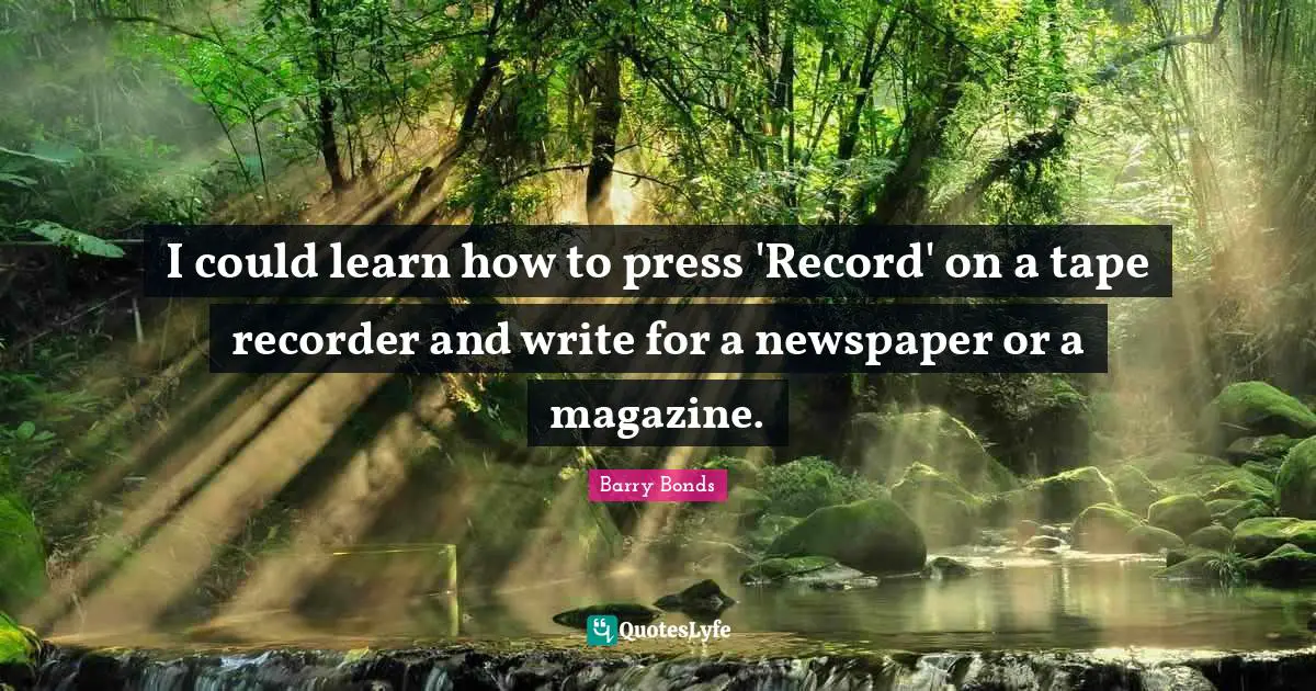 I could learn how to press 'Record' on a tape recorder and write for a newspaper or a magazine.