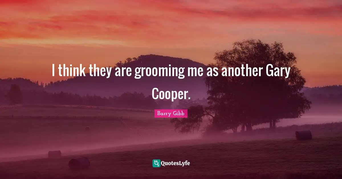 I think they are grooming me as another Gary Cooper.