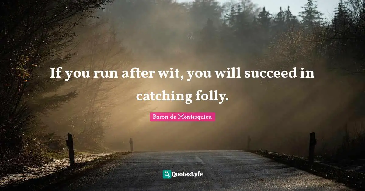 If you run after wit, you will succeed in catching folly.