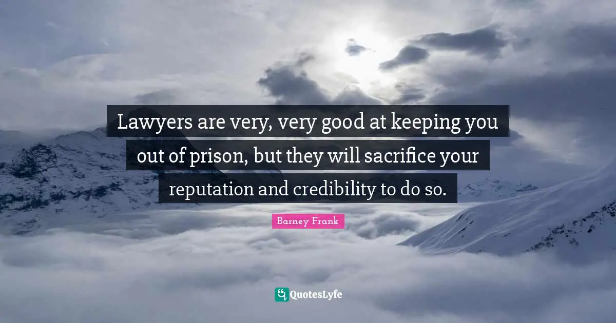 Lawyers are very, very good at keeping you out of prison, but they will sacrifice your reputation and credibility to do so.