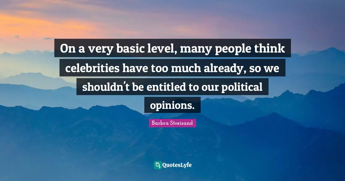 On a very basic level, many people think celebrities have too much already, so we shouldn't be entitled to our political opinions.