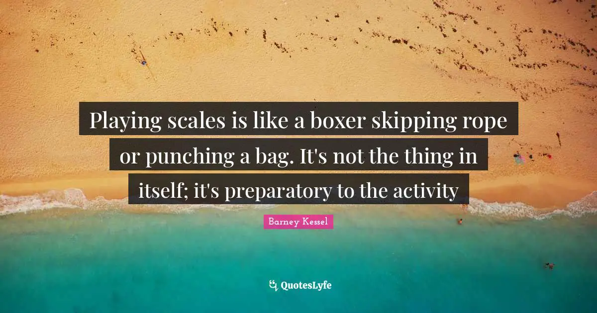 Playing scales is like a boxer skipping rope or punching a bag. It's not the thing in itself; it's preparatory to the activity