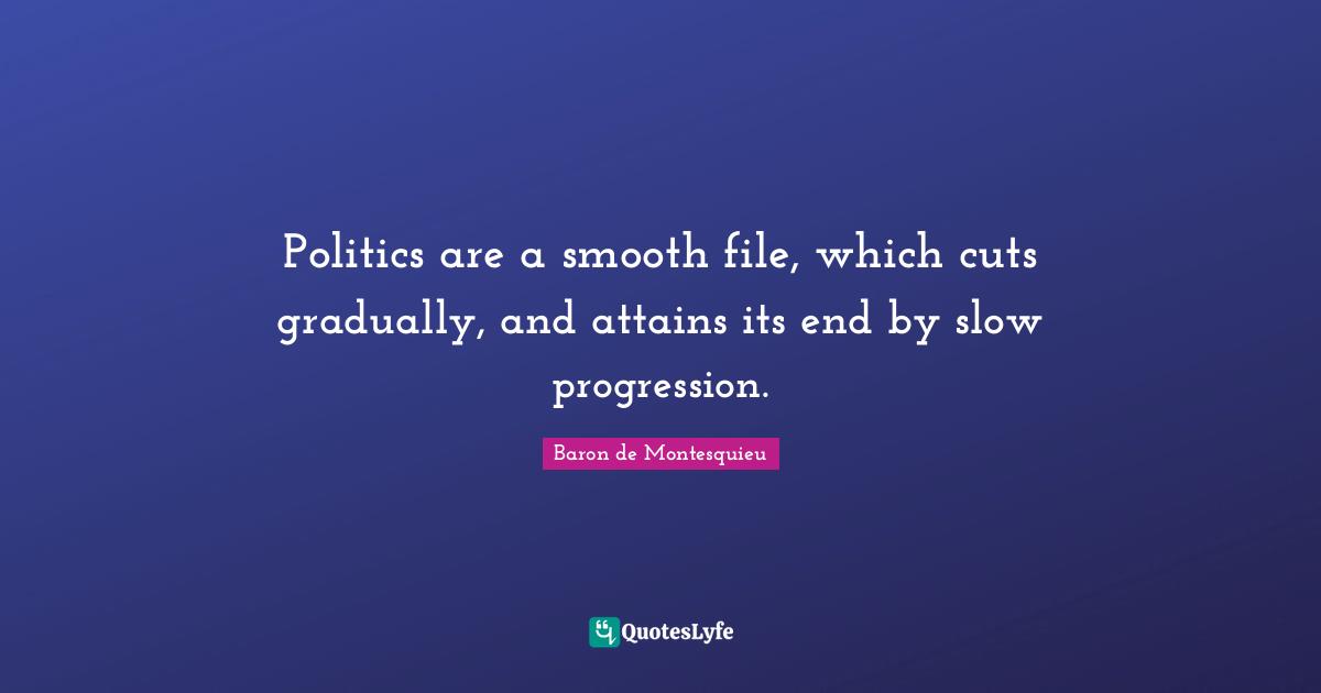 Politics are a smooth file, which cuts gradually, and attains its end by slow progression.