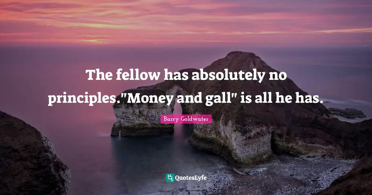 The fellow has absolutely no principles."Money and gall" is all he has.