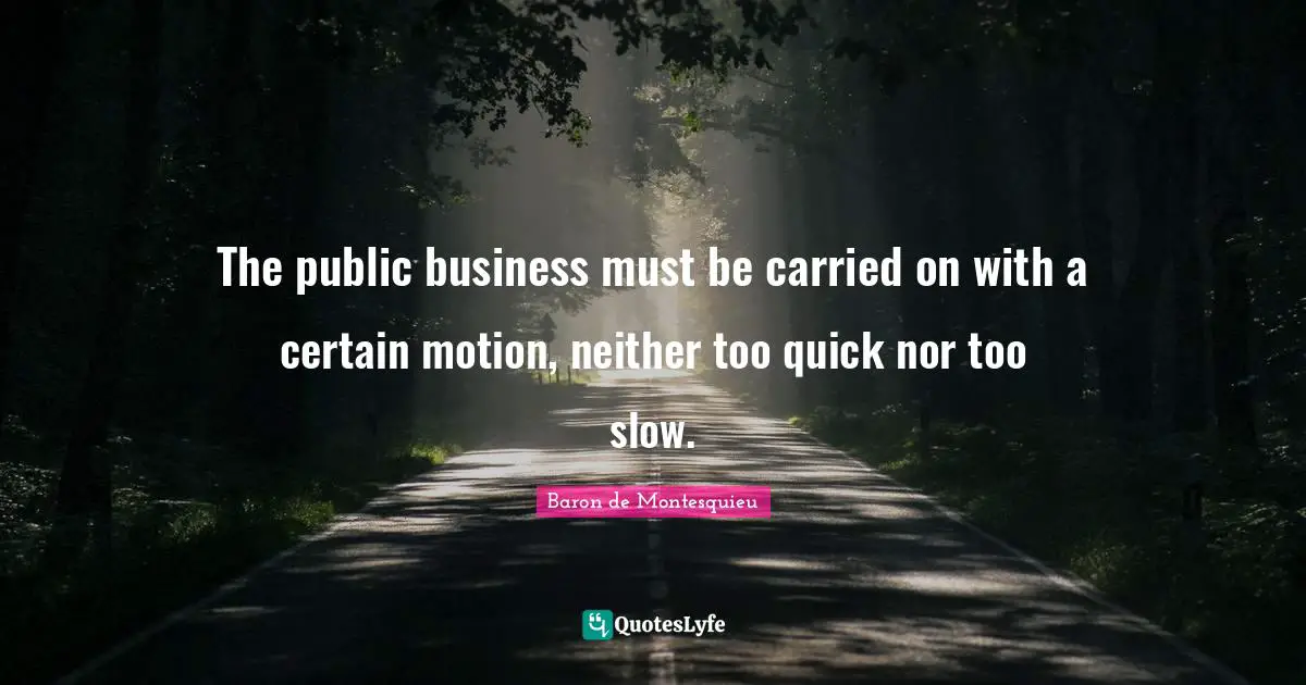 The public business must be carried on with a certain motion, neither too quick nor too slow.