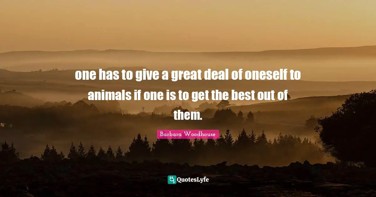 one has to give a great deal of oneself to animals if one is to get the best out of them.