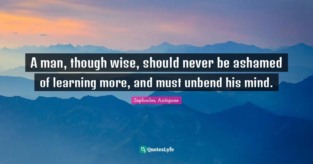A man, though wise, should never be ashamed of learning more, and must unbend his mind.