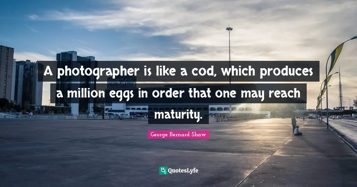 A photographer is like a cod, which produces a million eggs in order that one may reach maturity.