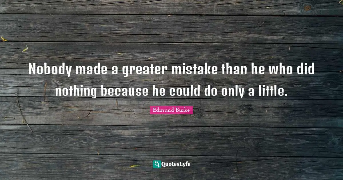 Edmund Burke Quotes: Nobody made a greater mistake than he who did nothing because he could do only a little.